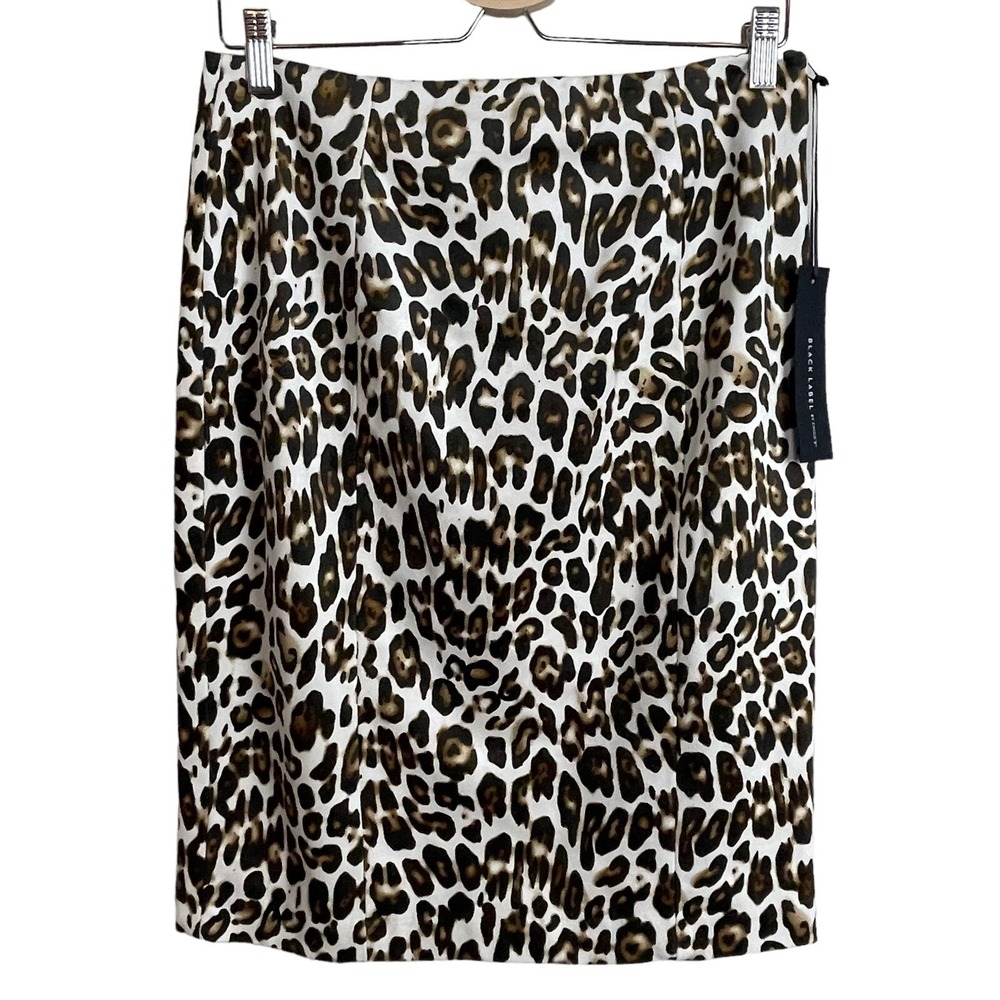 NWT Chico's Black Label Faux Suede Animal Print Skirt‎ Size 0 XS Stretch